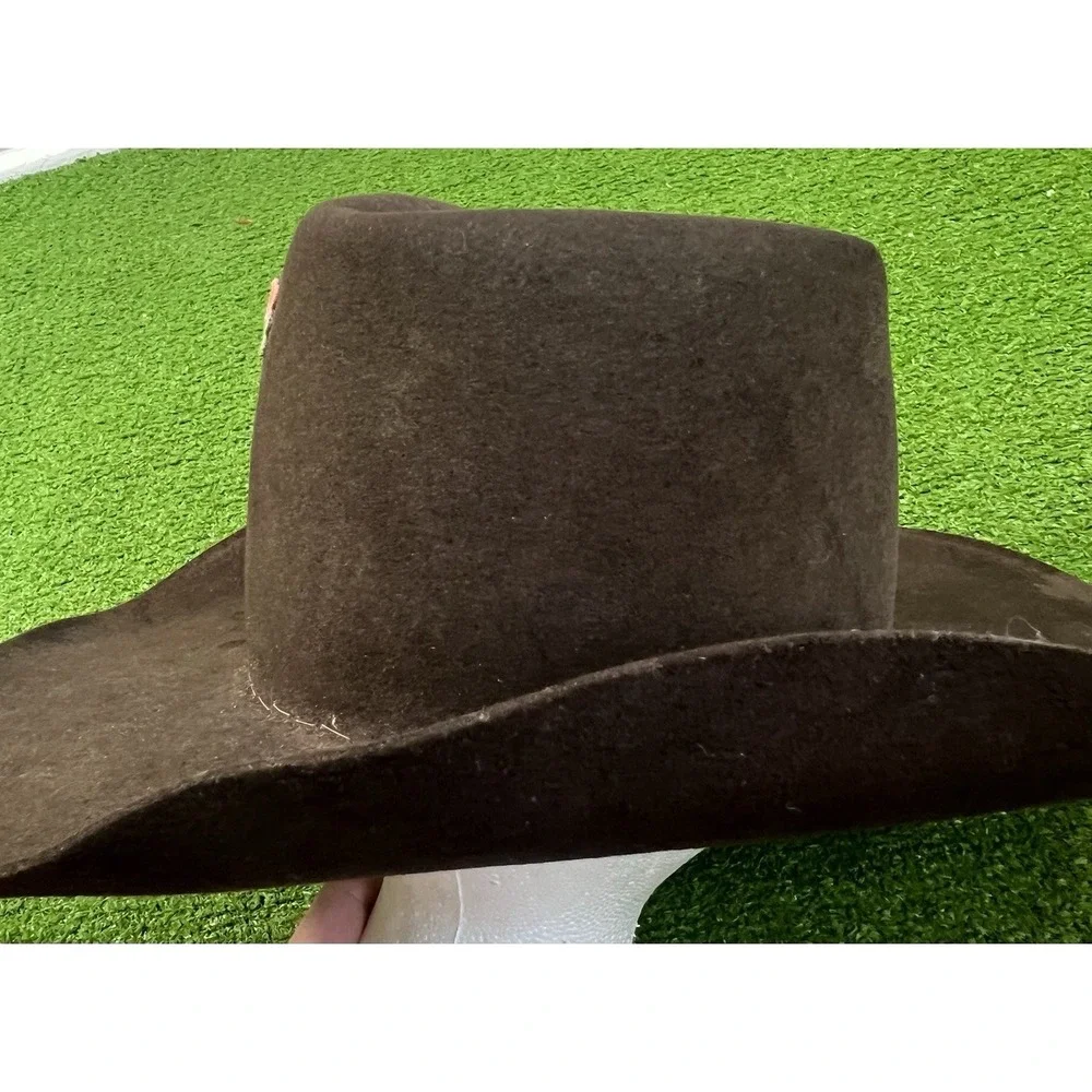 Vintage‎ American Hat Co.  Cowboy Hat SZ 7 Chocolate Brown Custom Flower 1960s